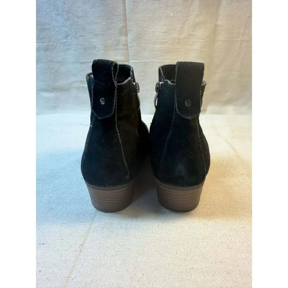 Michael Kors Black Suede Ankle Boots With Zipper And Low Heel